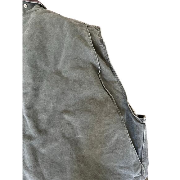 Vintage Carhartt Duck Canvas Work Vest Quilted Lined Green Corduroy Collar 4XL - Picture 6 of 9